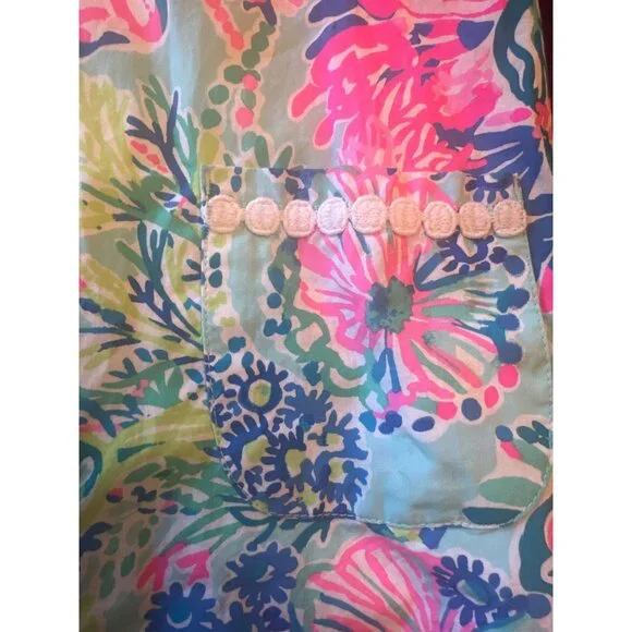 Lilly Pulitzer Girls Floral Cotton Dress Size 10 Sleeveless Preppy Country Club - Picture 2 of 6